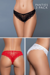 3 Pack Lace Brazilian Panty