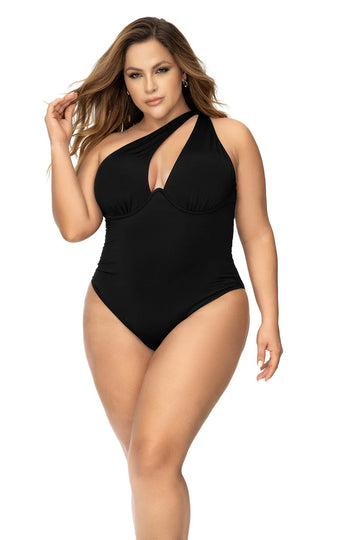 One shoulder swimsuit with underwire support