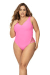 One piece swimsuit with lace up detail