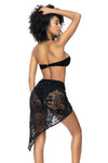Elevate your beach look with this knotted slit lace cover up skirt.