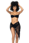 Elevate your beach look with this knotted slit lace cover up skirt.