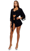 Self Care Ribbed lace Robe