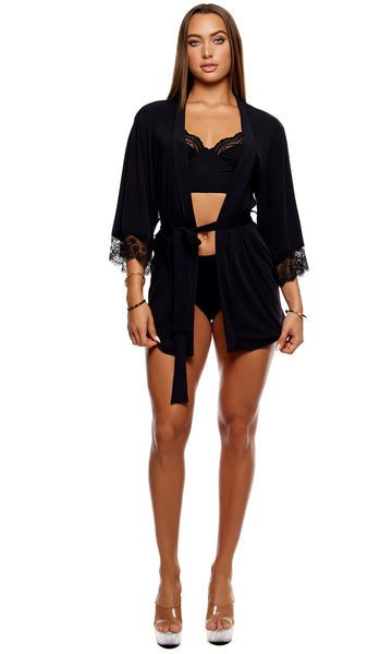 Self Care Ribbed lace Robe