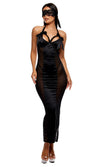 No Strings Attached Satin and Mesh Lace Trim Nightgown Lingerie Set