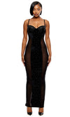 Caught Your Eye Velvet Rhinestone Satin Nightgown