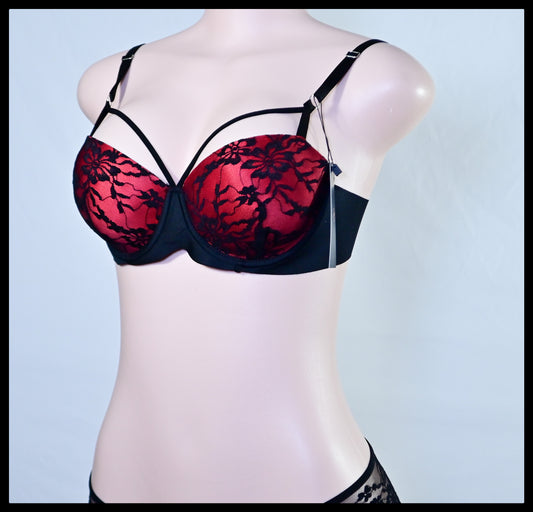 LACE BRA SET RED& BLACK