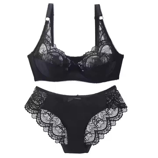 LACE BRAS SET Black