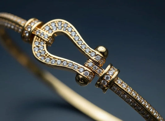 Luxury Pavé Hook Bracelet – Gold Finish