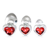 Red Heart Gem Glass Anal Plug Set