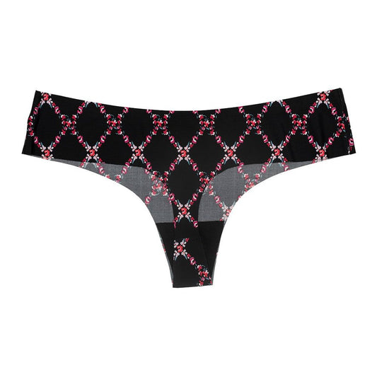 Lattice Floral Printed Laser Cut Thong