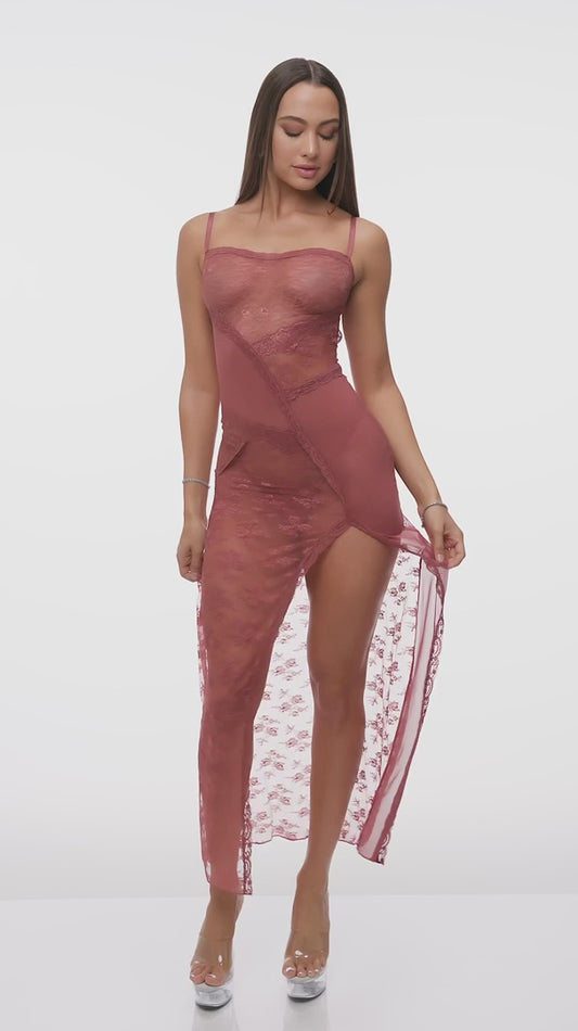 Patch of Petals Lace Nightgown Lingerie Set