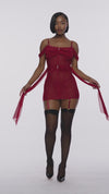 Princess Treatment Draped Mesh Chemise Lingerie Set