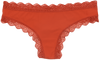 Red Rib Microfiber Thong with Lace Trim