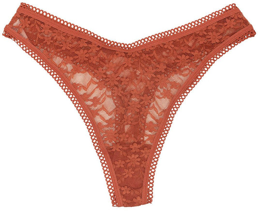 High Leg Daisy Lace Thong with Picot Trim